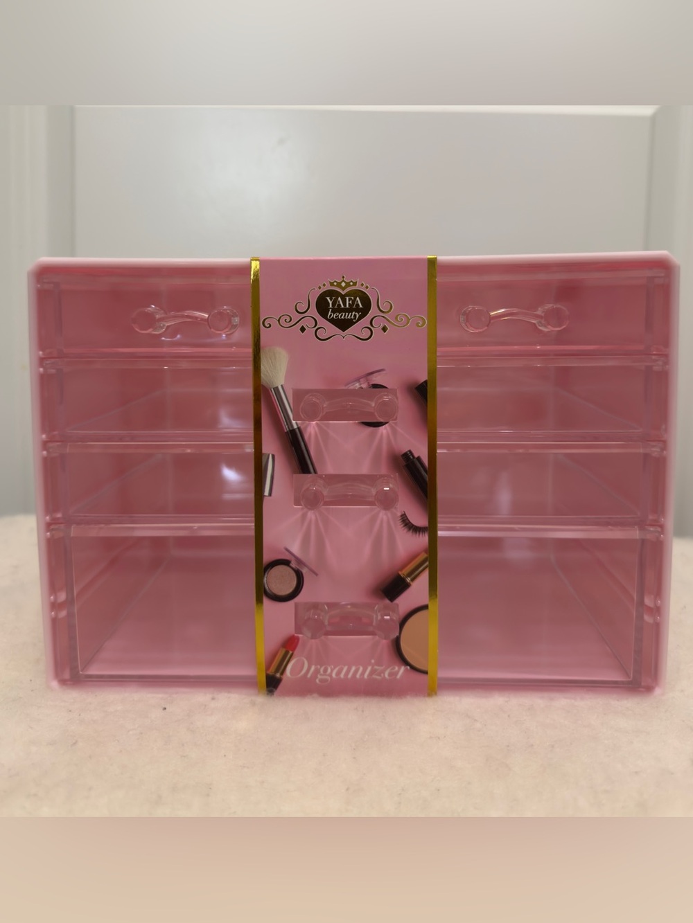 YAFA Pink Acrylic Makeup Organizer